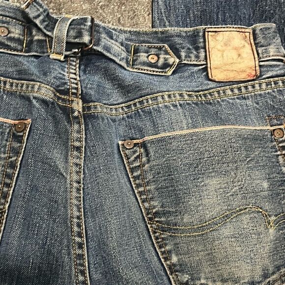 RARE SELVEDGE LUCKY BRAND VINTAGE CUFFED RED EDGE JEAN BACK CINCH USA MADE 33x32 - Picture 10 of 14